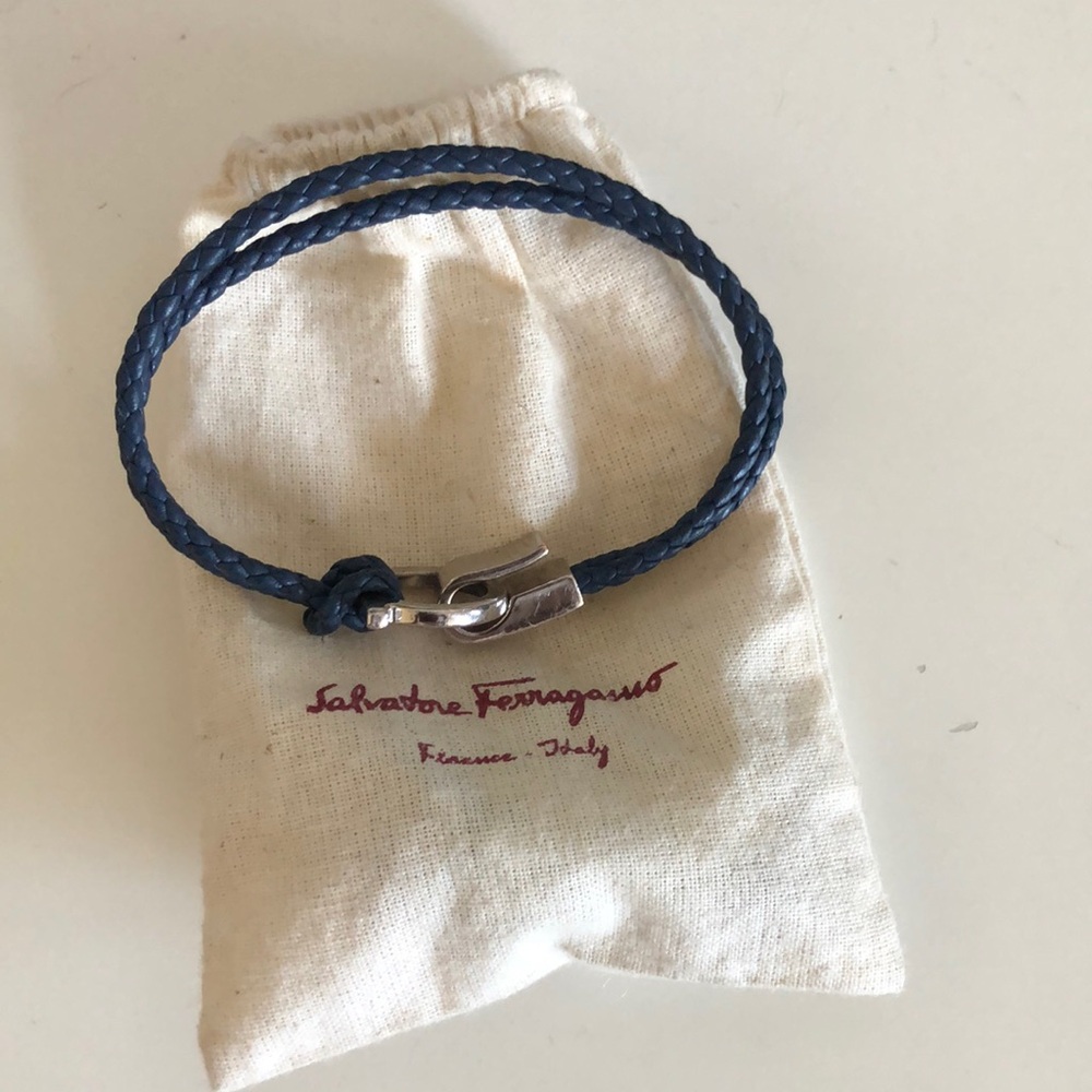 Salvatore Ferragamo Blue Braided Bracelet
